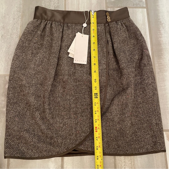 NWT Walter Baker Speckled Tweed Mini Skirt Brown Multi Cross Front Size 4 $198 - Picture 7 of 12